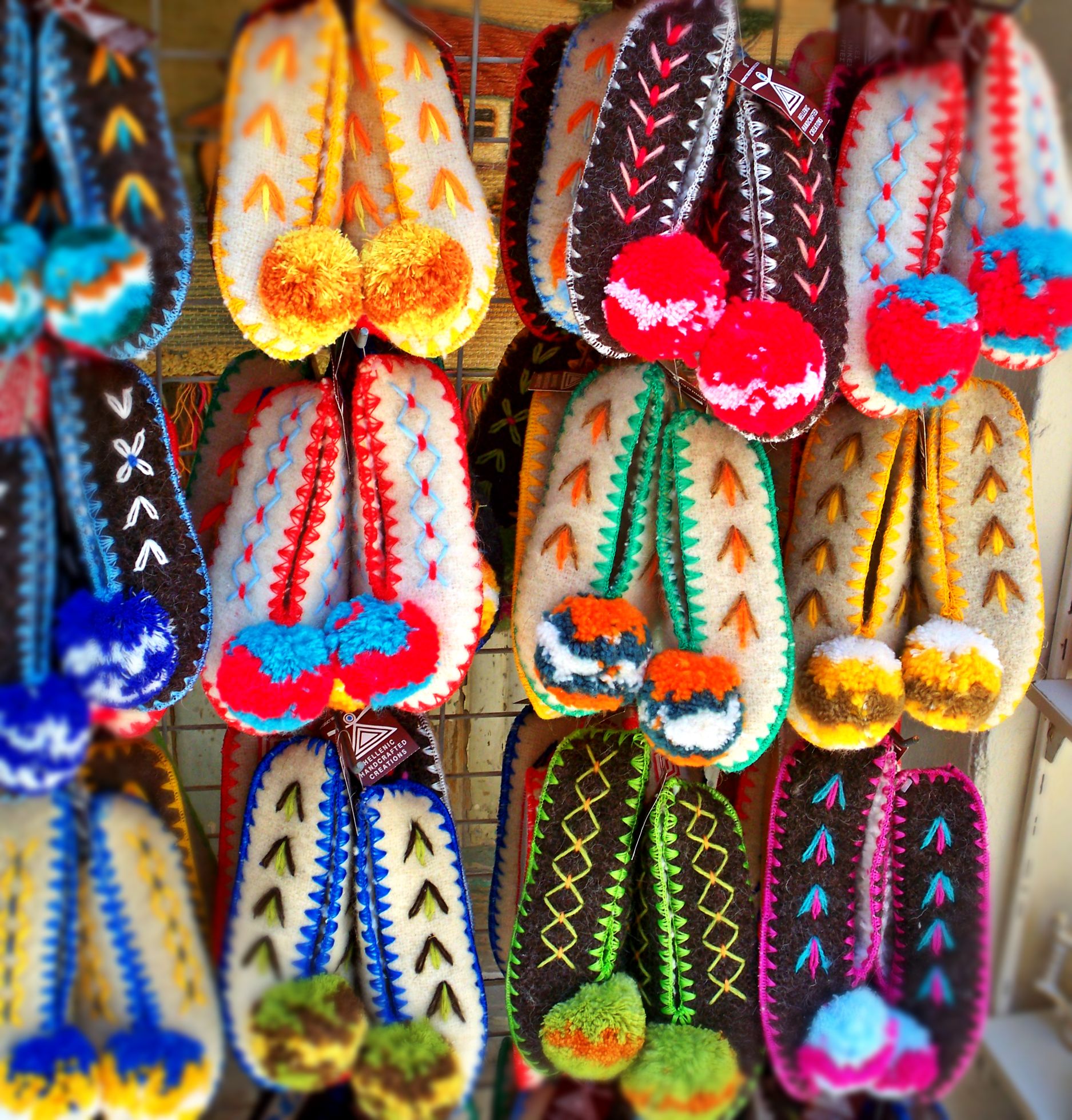 Traditional woollen Greek slippers