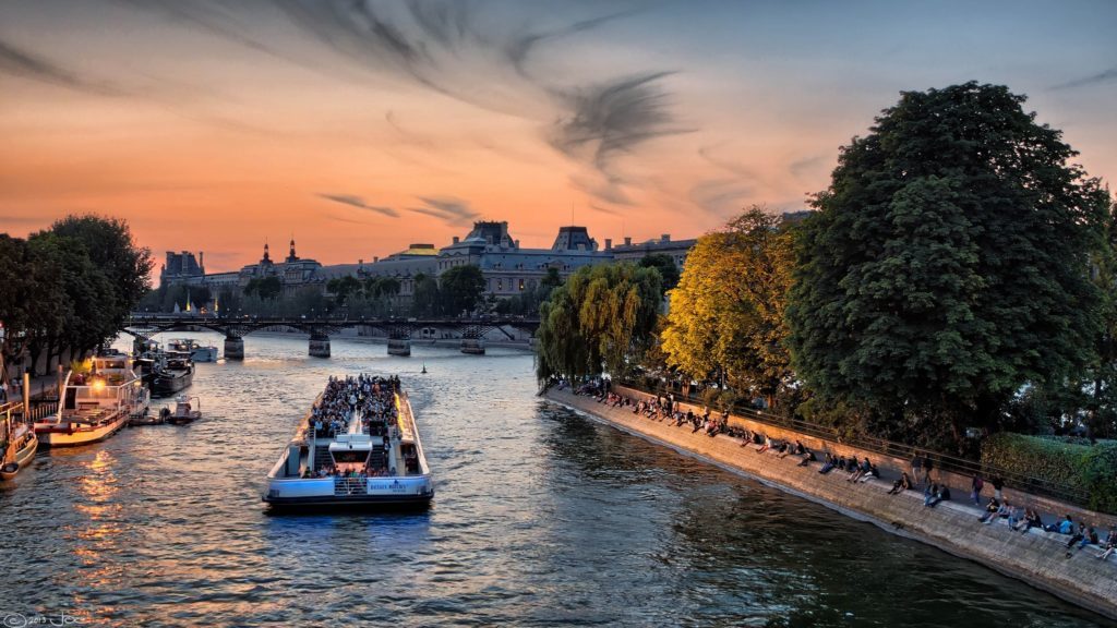 The Seine at night in paris