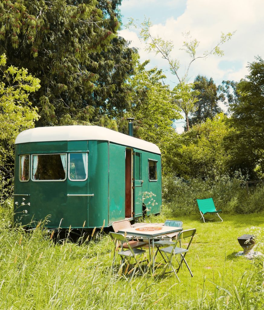 Mad Dogs glamping in the Forest of Dean - Close up of van postcard Mad Dogs glamping in the Forest of Dean - Close up of van postcard