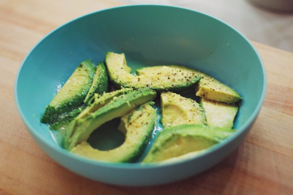 Close up of chopped avocado