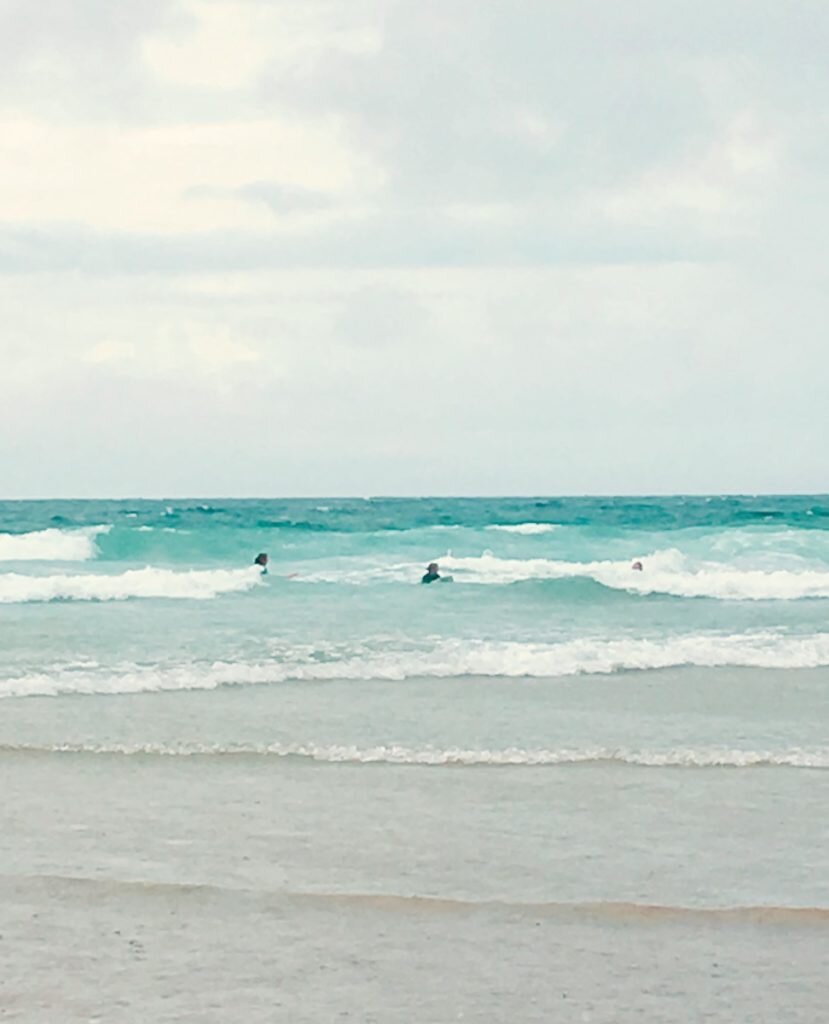 Body Boarding on Mawgan Porth beach