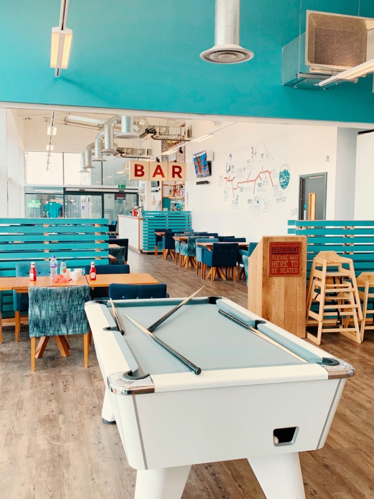 Inside the Surfside deli, bar and diner at Surf Snowdonia