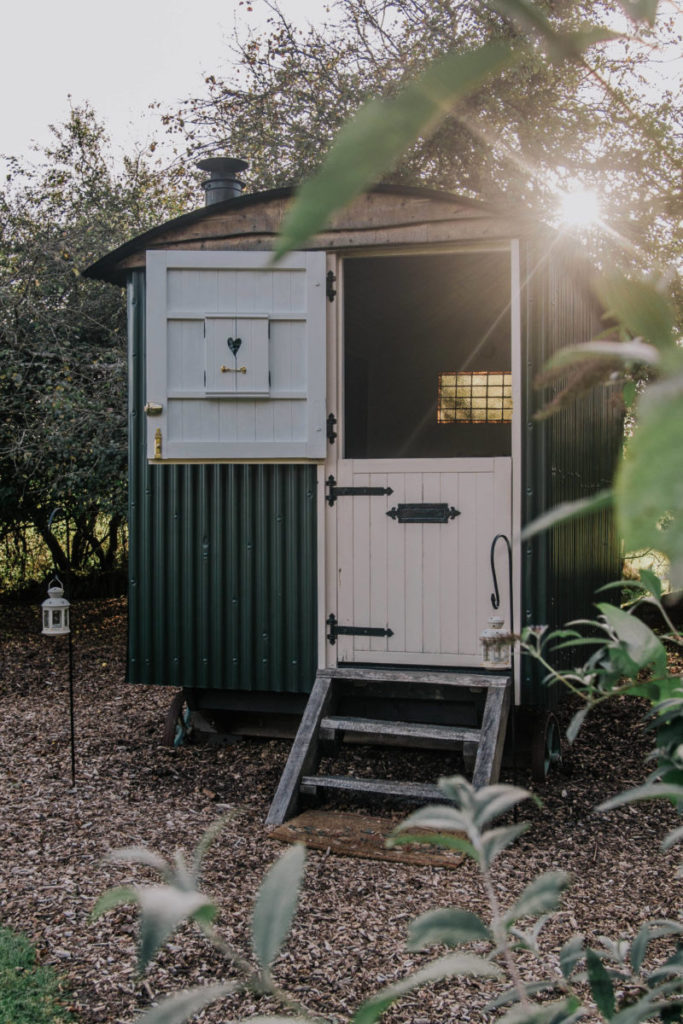 Shepherd's hut green exterior