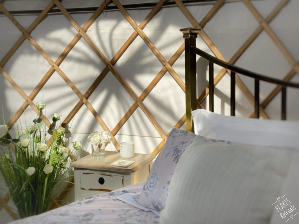 peakes retreat yurts in the peak district - bed