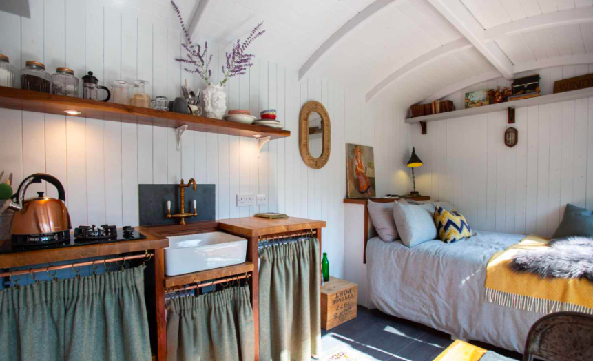 The Hide Shepherds Hut in Cuckfield, Sussex - inside space