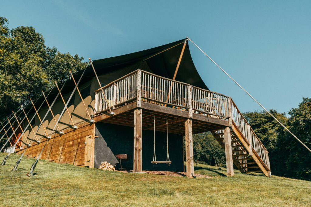 exe valley safari tent devon - outside view