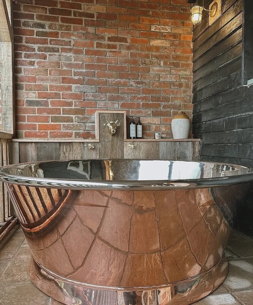 bath at the cider room at outbuildings in bridport