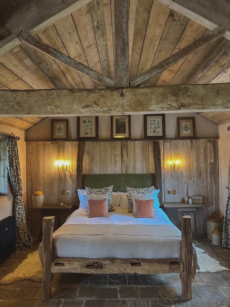 bed at the cider room at outbuildings in bridport