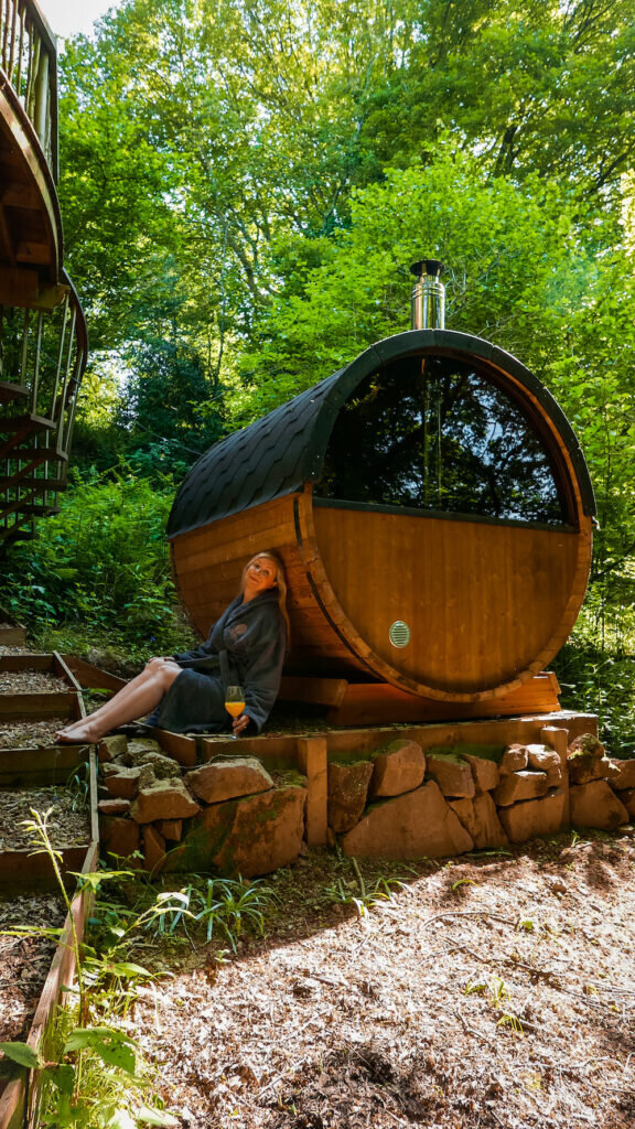 the hudnalls hideout treehouse sauna