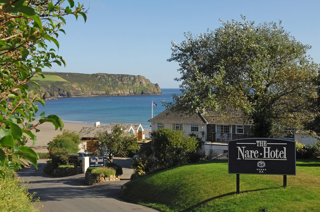 View of The Nare Hotel and Beach in Cornwall