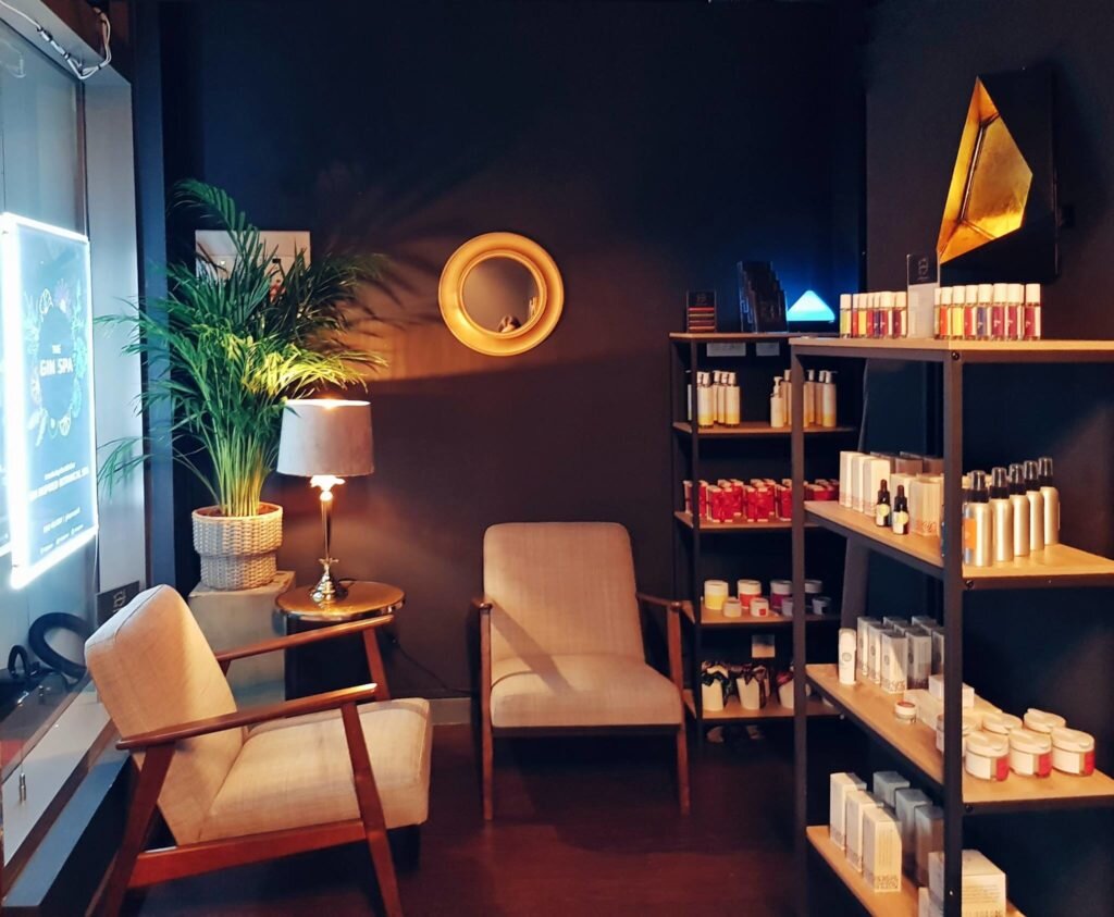 inside reception at the gin spa