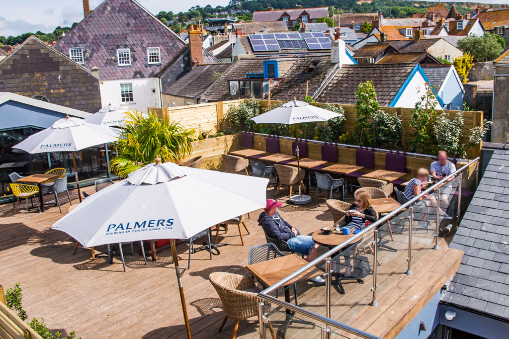 pilot boat inn lyme regis - roof terrace
