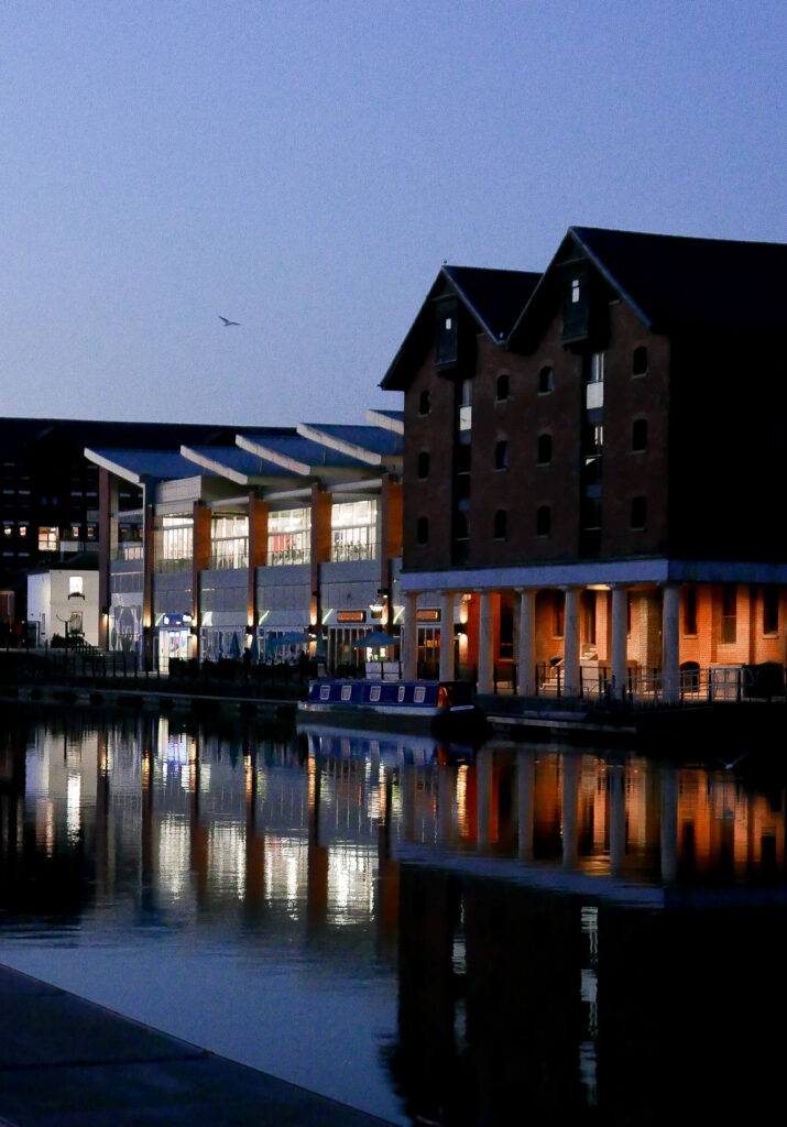 SULA-Lightship-Gloucester-Docks docks at night