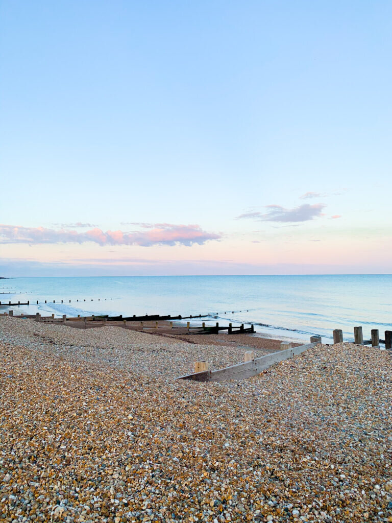 beachcroft-beach-huts: felpham beach at sunset