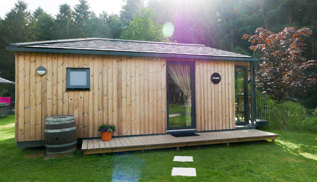 log cabins Shropshire - outside riverside cabin