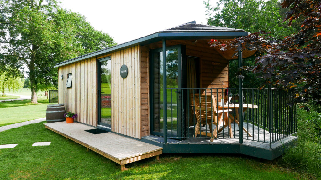 log cabins Shropshire - outside riverside cabin