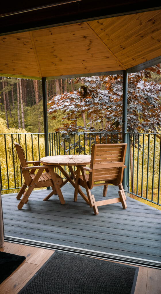log cabins Shropshire - wooden deck