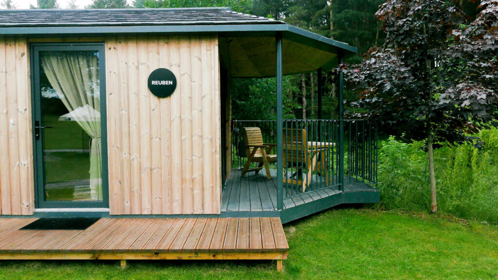 log cabins Shropshire - outside riverside cabin