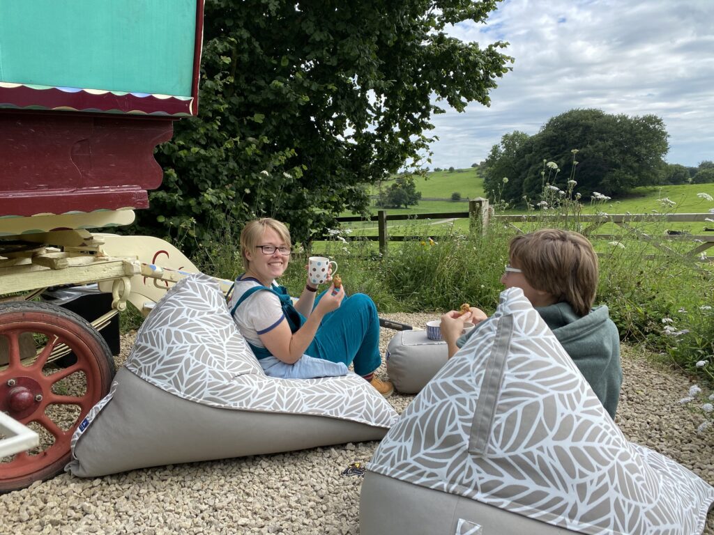 Peak district glamping - beanbags and people