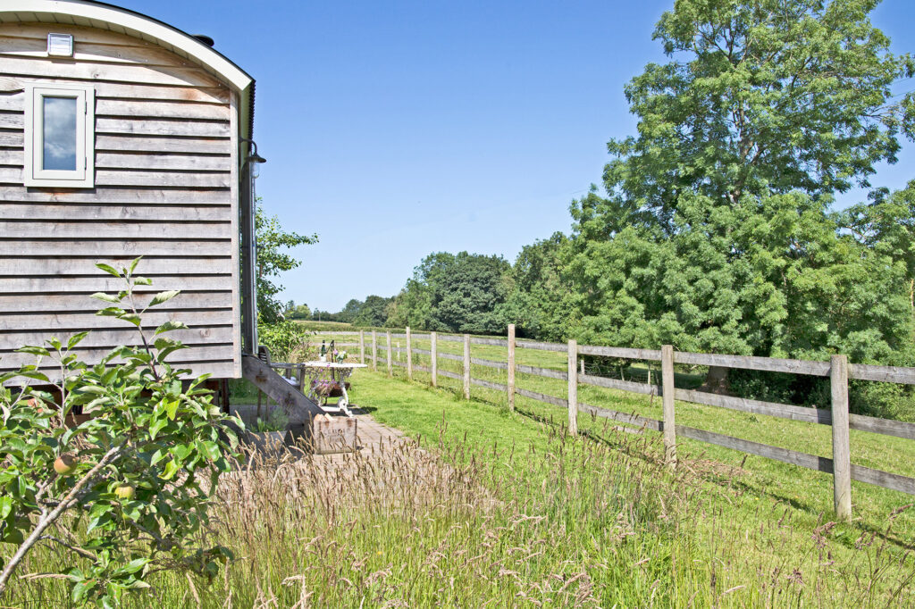 Peak district glamping - shepherds hut outside