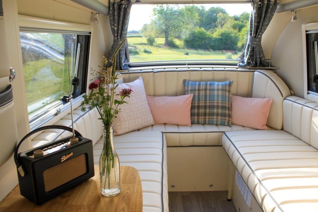Peak district glamping - shepherds hut inside