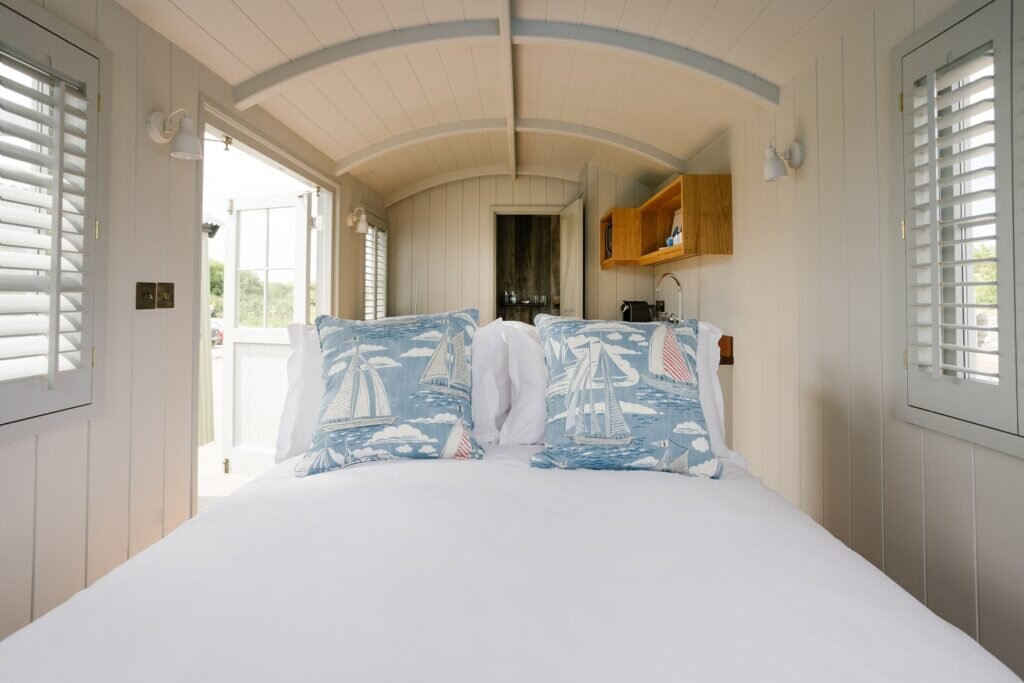 Shepherds Huts Cornwall - Rick Stein's huts in St Merryn - double bed