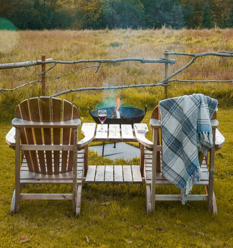 royal oak stargazing cabins devon outdoor chairs and fire