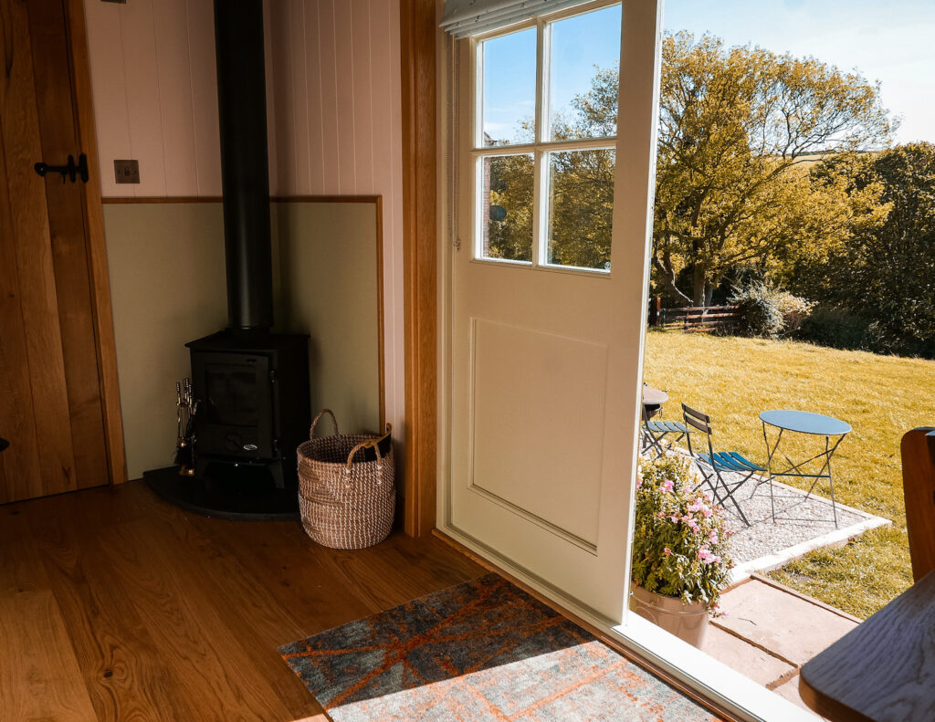 ewe glamping shepherds hut, braunston, northamptonshire grace - view outside