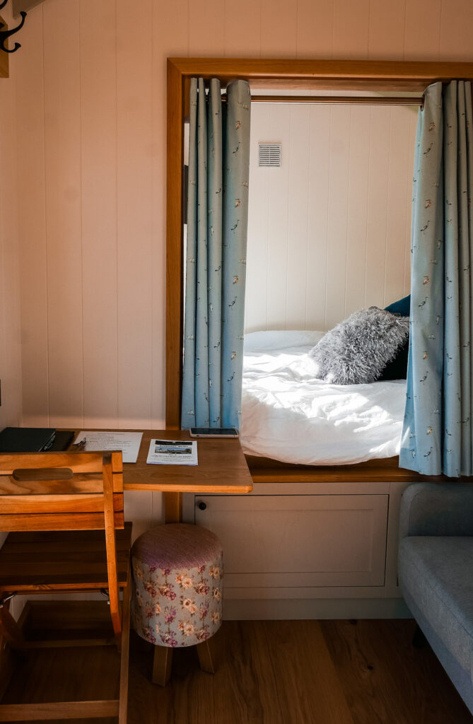 ewe glamping shepherds hut, braunston, northamptonshire grace - inside