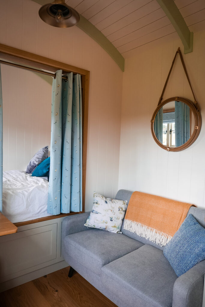 ewe glamping shepherds hut, braunston, northamptonshire grace - inside