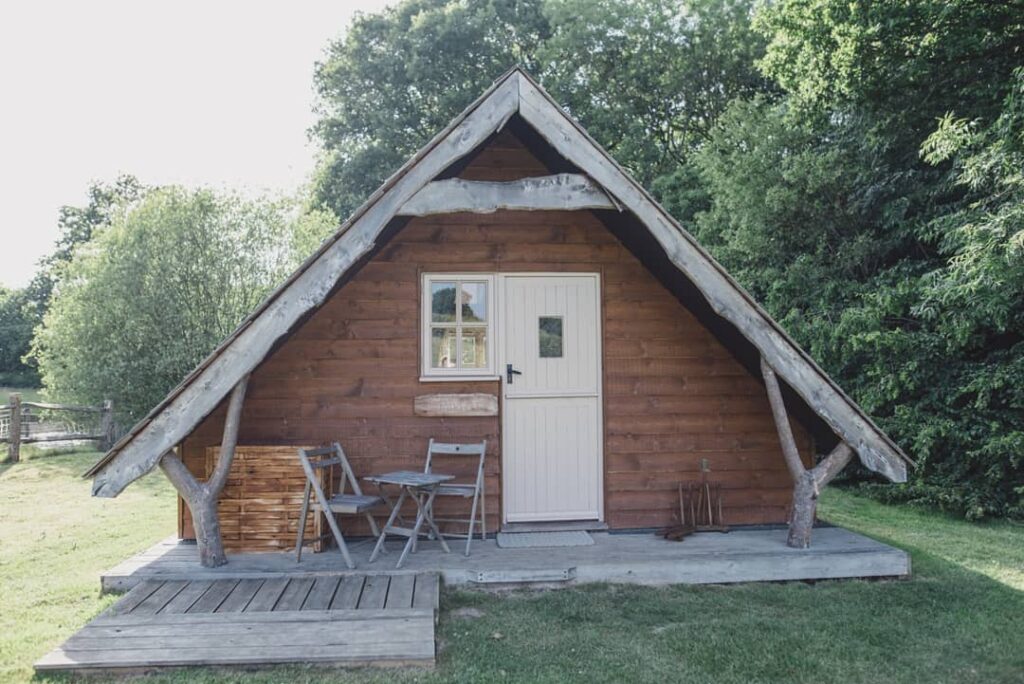 log cabins sussex at swallowtail hill glamping- exterior