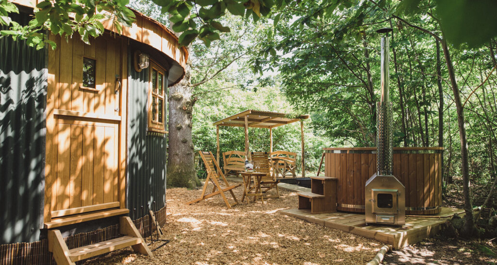 glamping sussex- the roundhouse exterior and woods