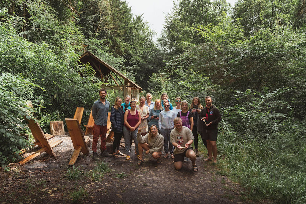 The Wild Times yoga and sup retreats - group in woods The Wild Times yoga and sup retreats - group in woods