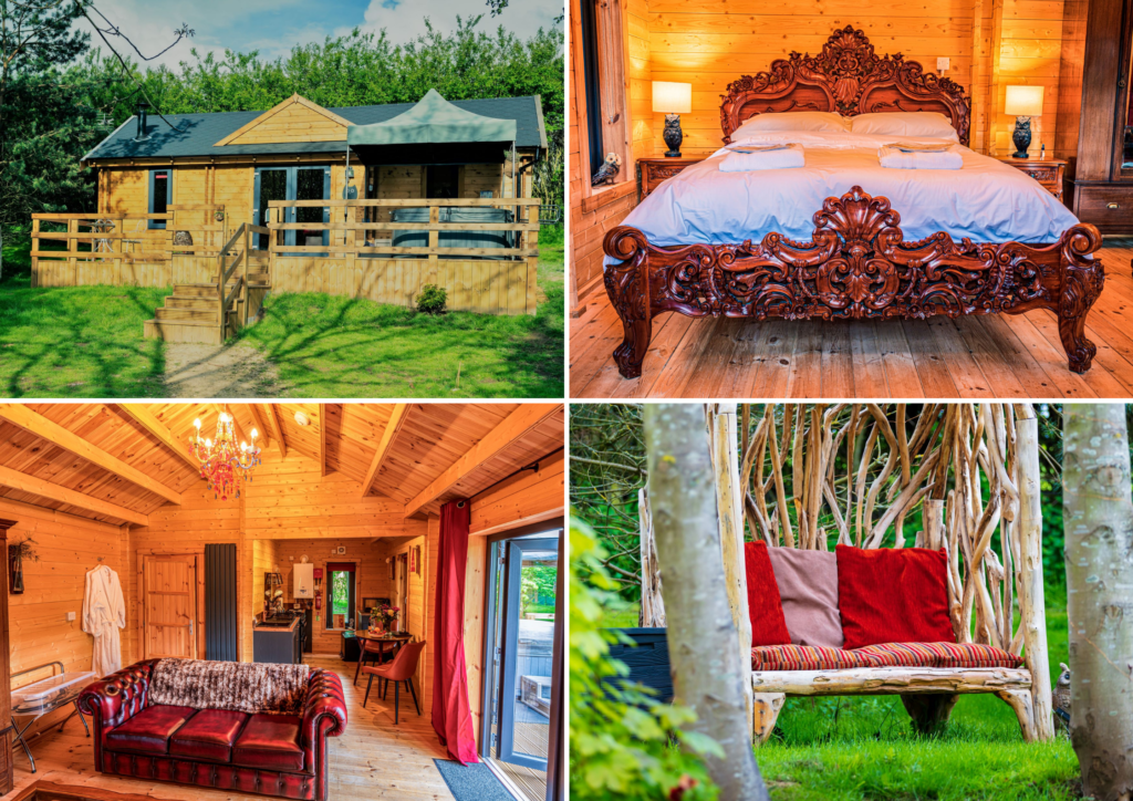 hawthorn hideaway glamping nottinghamshire - owl lodge montage