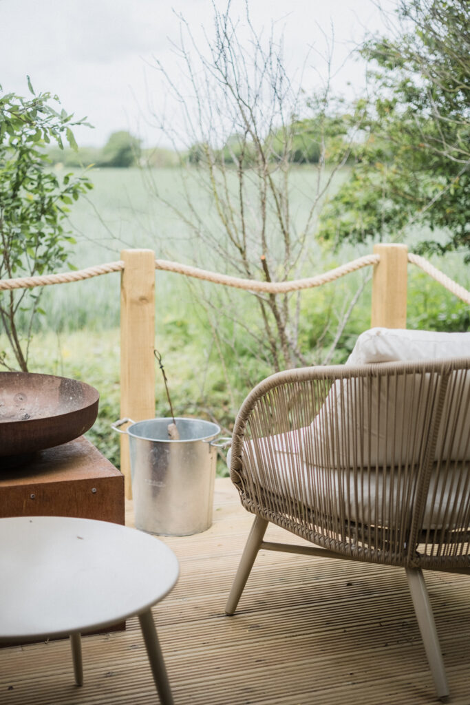toad hall lodges suffolk - decking and view