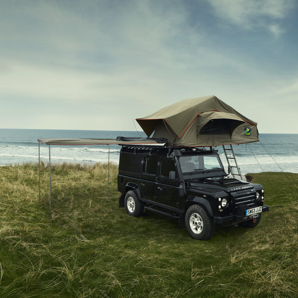 landrover defender camping tent and awning