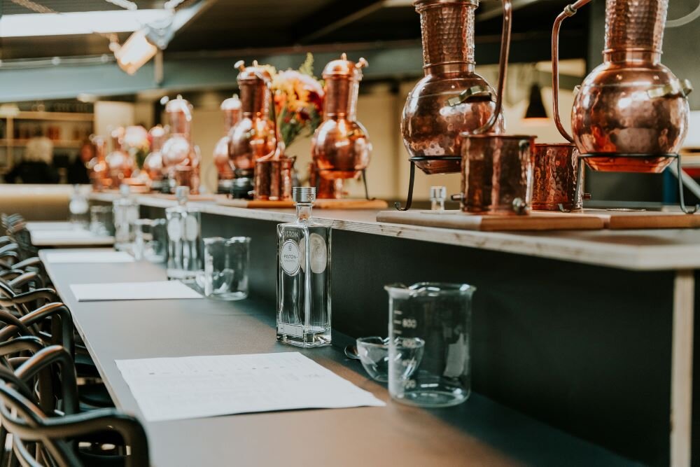 copper stills at piston gin tasting cheltenham