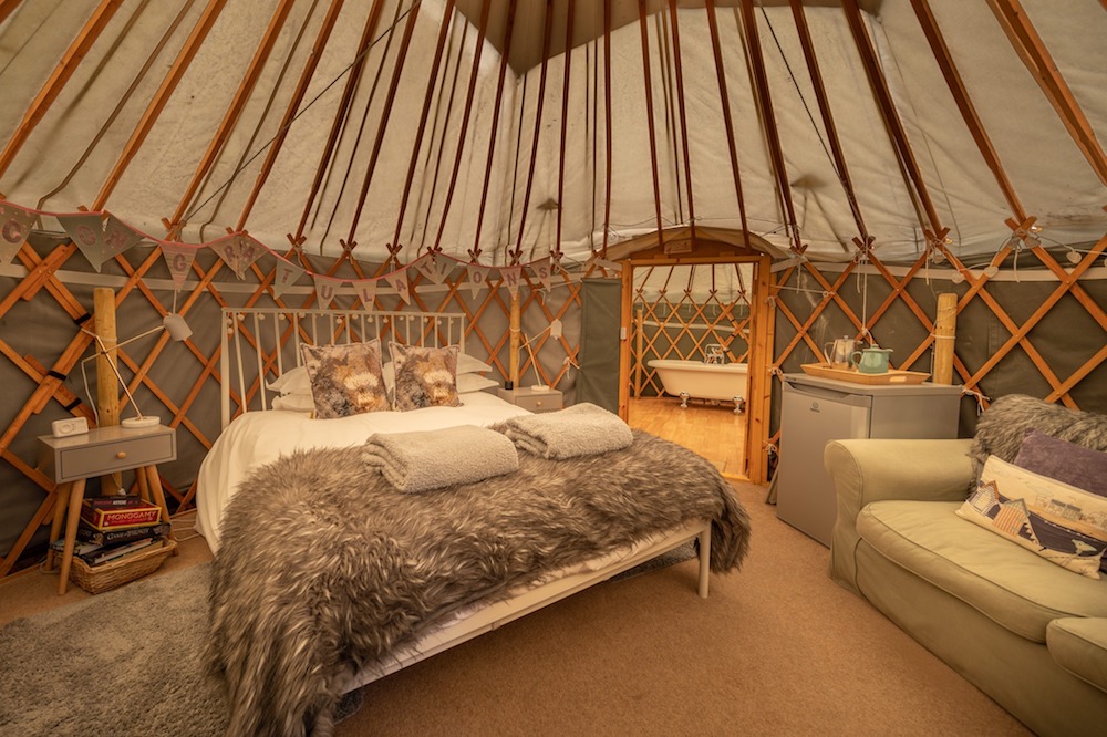 glamping in perthshire scotland - yurt inside at alexander house