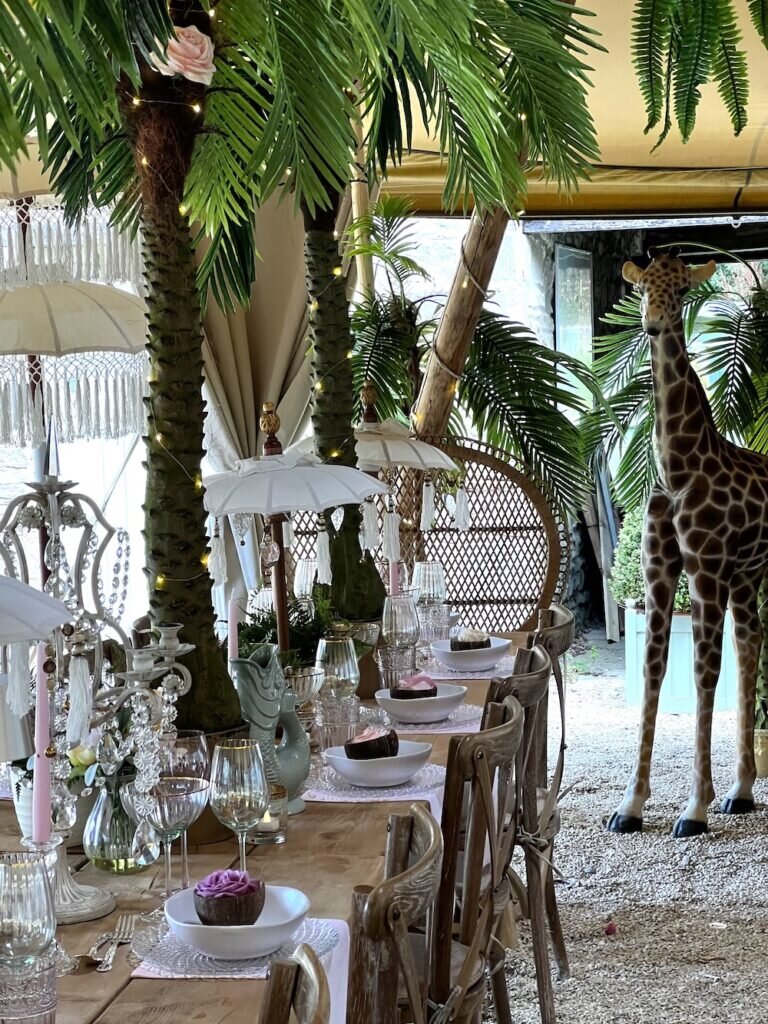 party set up at Tan House party house in gloucestershire