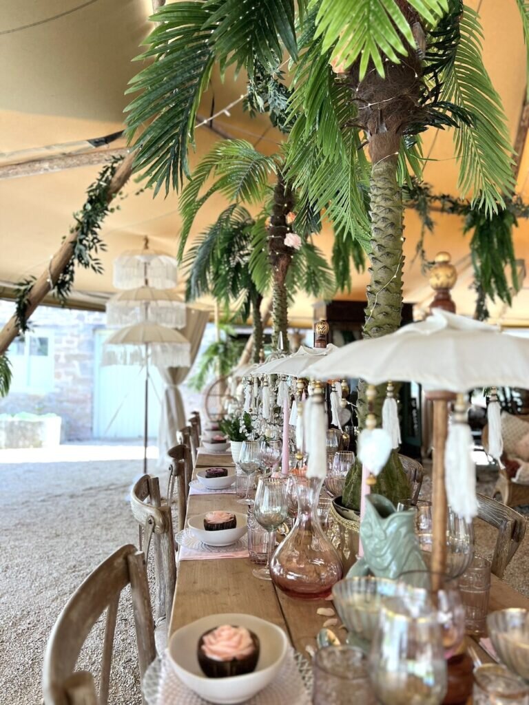 party set up at Tan House party house in gloucestershire