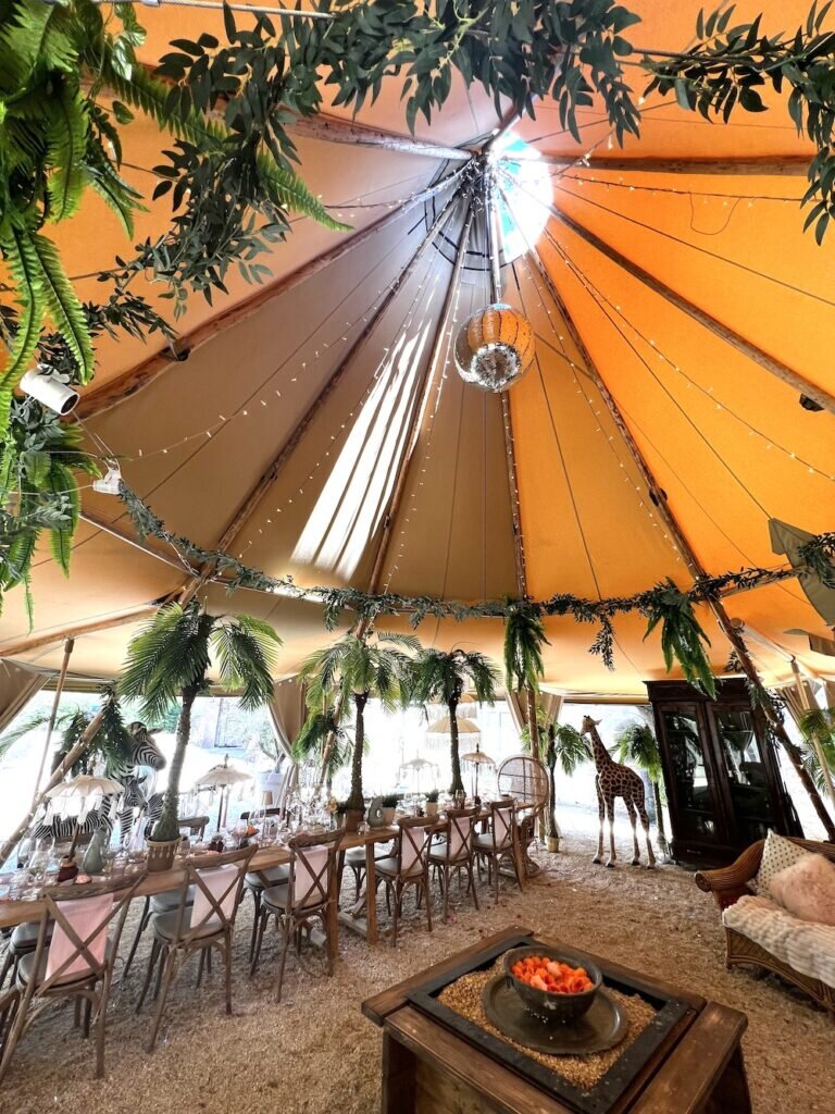 party set up at Tan House party house in gloucestershire