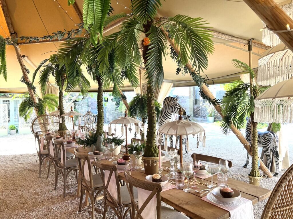party set up at Tan House party house in gloucestershire
