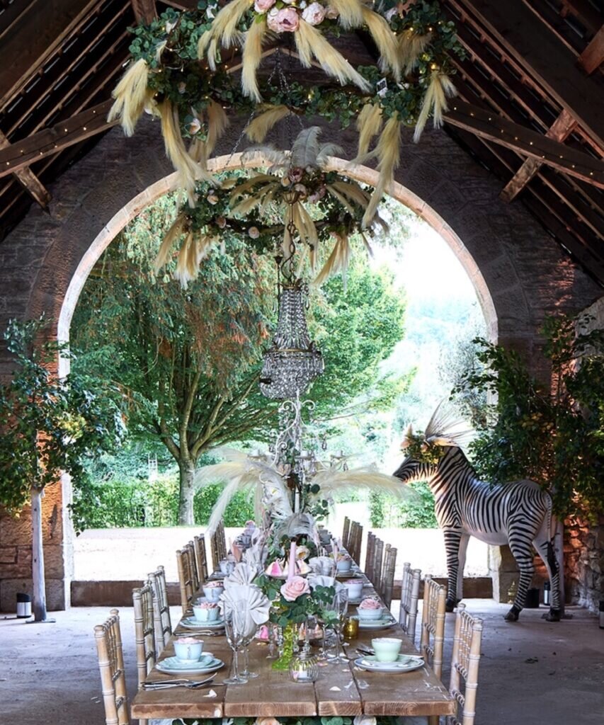 party set up at Tan House party house in gloucestershire