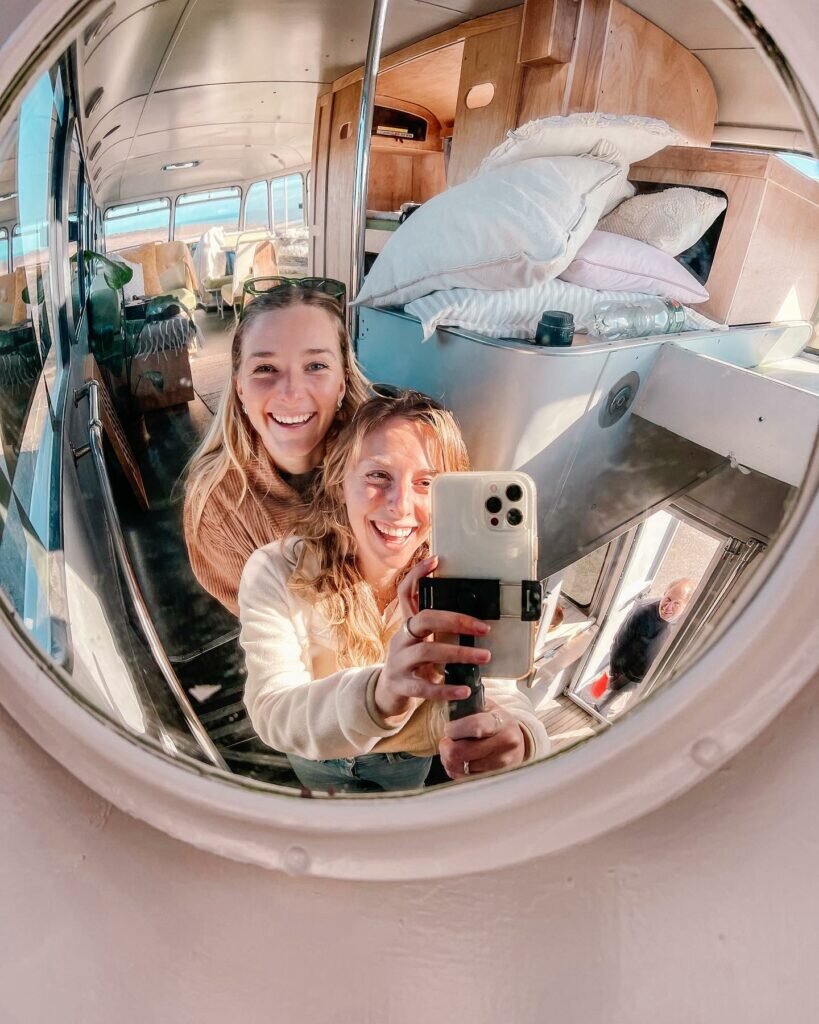 adventure holiday in cornwall: scaranger bus girls having fun