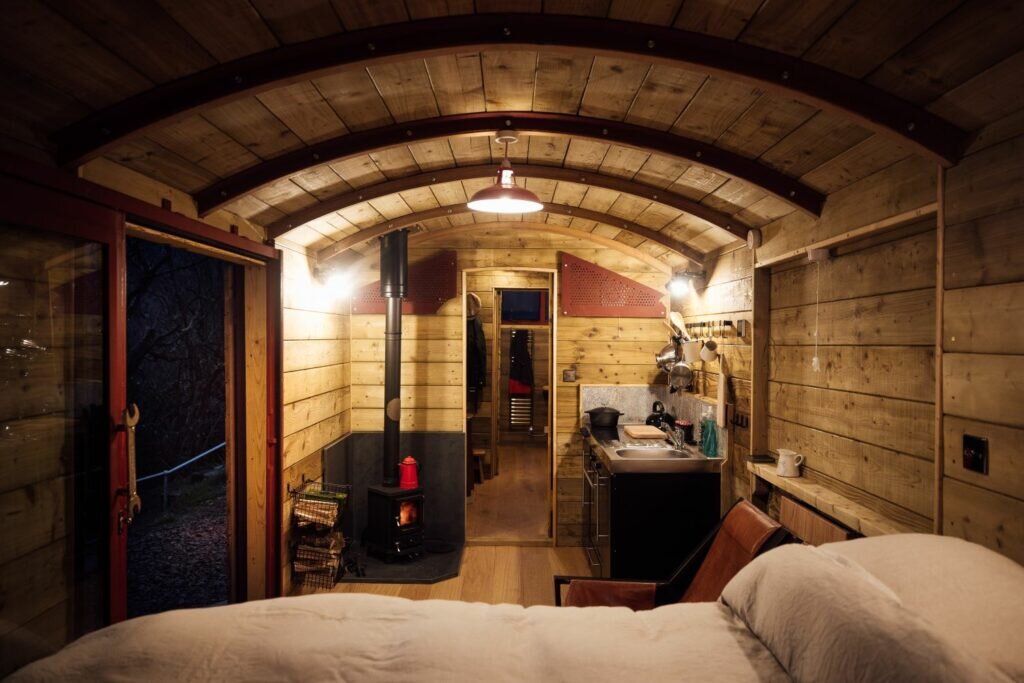 Cosy cabin with woodburning stove