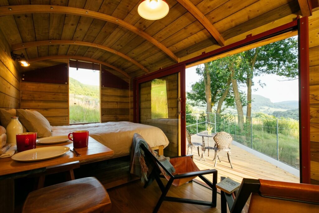 glamping brecon beacons: llanthony castway - view from inside