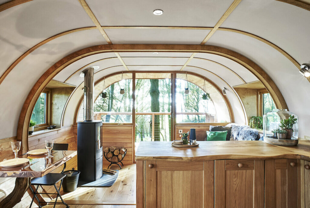 The Loft Treehouse at Pickwell Manor in Devon - living room