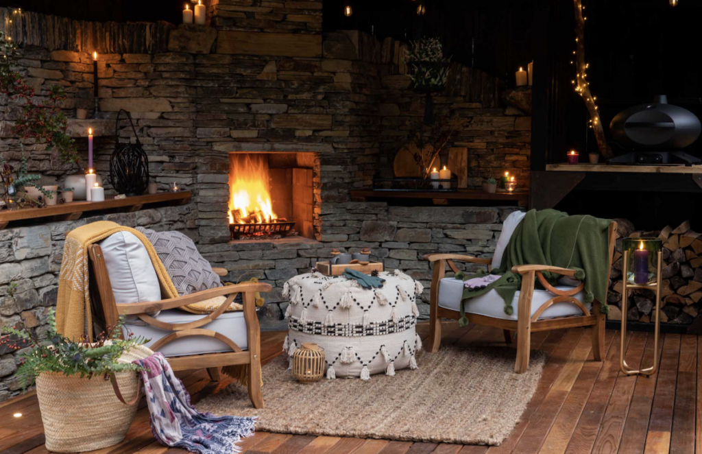 Wildwood Spa in Devon: Outside fireplace and snug