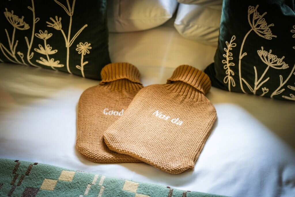 log cabins Carmarthenshire: Erwain Escapes - hot water bottles