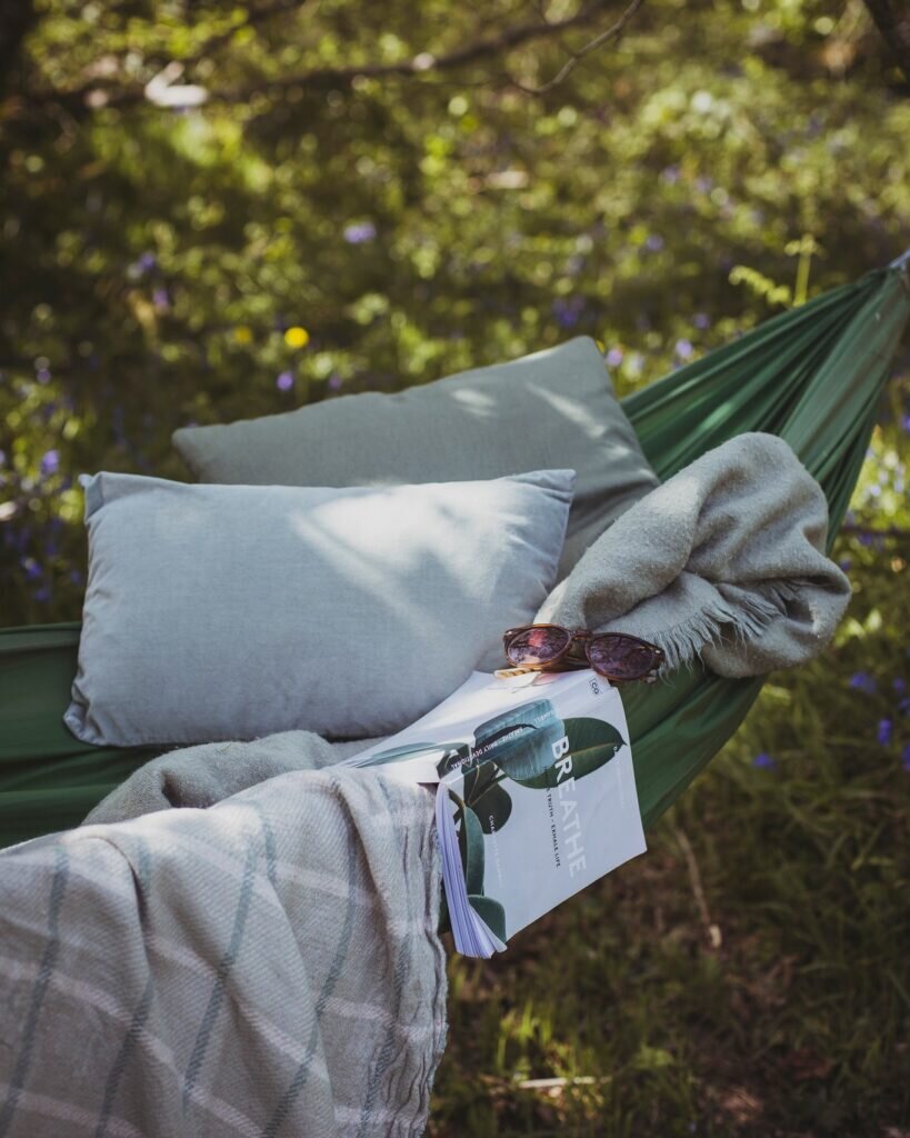 Yurt in Wales: hammock at The Welsh Farm